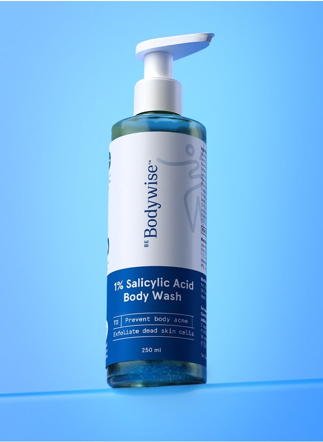 Be Bodywise - Be Bodywise 1% Salicylic Acid Body Wash Shower Gel | Prevents Body Acne, Bumpy skin, Exfoliates & Deep cleanses skin | Paraben & SLS free | Suitable for all skin types | 250ml - Image 1