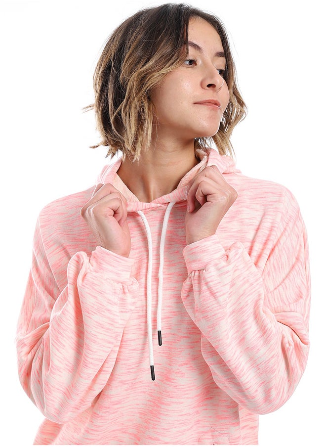 Andora - Self Pattern Slip On Hoodie _ Neon Pink & Beige - Image 1