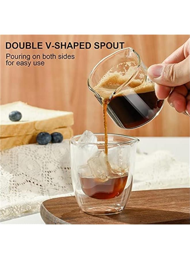 Espresso Cup with Handle, Double Spout Glass Measuring Cup with Dual Scale, Espresso Shot Glass with V-Shaped Mouth, Clear Glass Milk Frothing Pitcher, Espresso Accessories, Milk Cup 2.5 OZ - Image 2