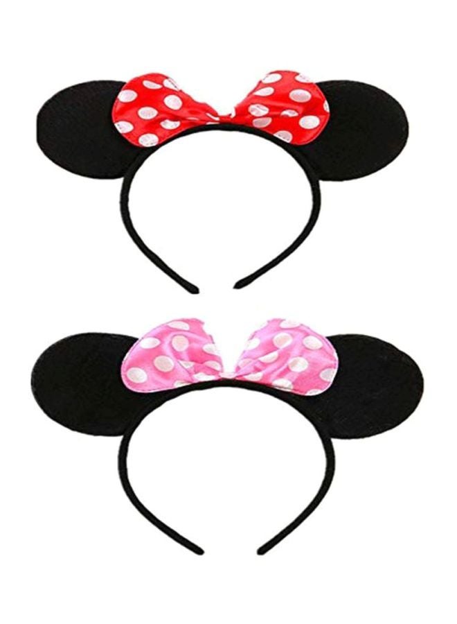Princess 2-Piece Minnie Mouse Ear Headband Set Black/Pink/Red - Image 4