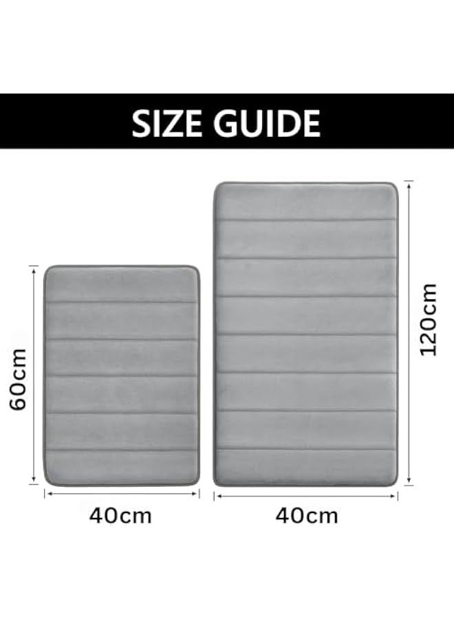 TRASSLE 2 Piece Memory Foam Bath Mat,40x60 and 40x120 for Bathroom Rugs,Extra Soft Non Slip and Absorbent Thick Bath Rug Carpet Runner for Bathroom Floor, Tub, Living Room and Shower - Image 2