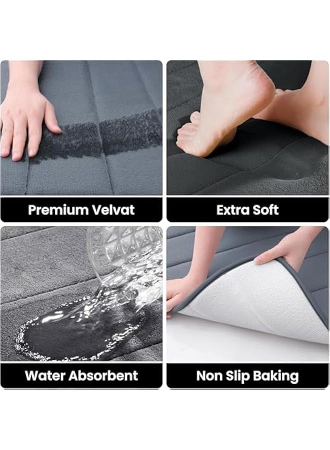 TRASSLE 2 Piece Memory Foam Bath Mat,40x60 and 40x120 for Bathroom Rugs,Extra Soft Non Slip and Absorbent Thick Bath Rug Carpet Runner for Bathroom Floor, Tub, Living Room and Shower - Image 3