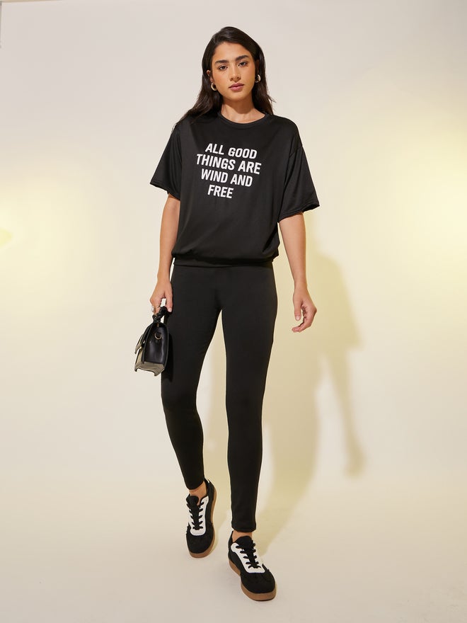 Take Two Take Two Slogan Print Short Sleeve T-Shirt and Leggings Co-Ords  - Image 2