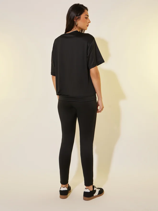 Take Two Take Two Slogan Print Short Sleeve T-Shirt and Leggings Co-Ords
