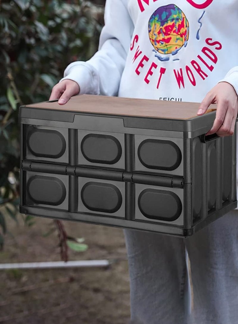 Generic Folding Storage Box with Lid, Plastic Storage Cabinet, Outdoor Multifunctional Storage Box , Stackable Storage Box for Car Trunk Home Garage Outdoor Organiser 58L, 52*32*29cm - Image 5