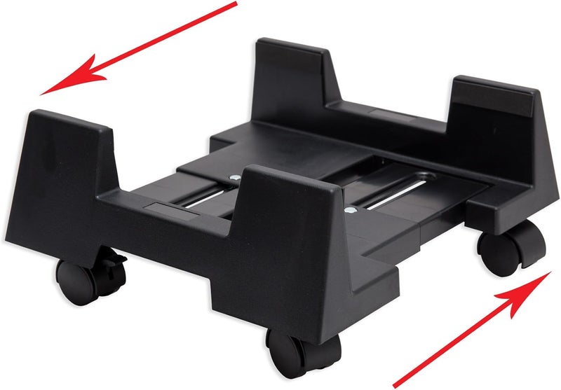 Syba Mobile Desktop Tower Computer Floor Stand Rolling Caster Wheels with Support Walls and Adjustable Width from 6" to 10" - Image 4
