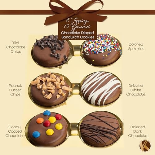 Nut Cravings KREMERY Creamy Chocolate Cravings - Thanksgiving Chocolate Covered Sandwich Cookies & Cream Gift Basket, in Sectional Gift Box (12 Cookies, Assorted Sweet Toppings) Holiday Christmas - Image 4
