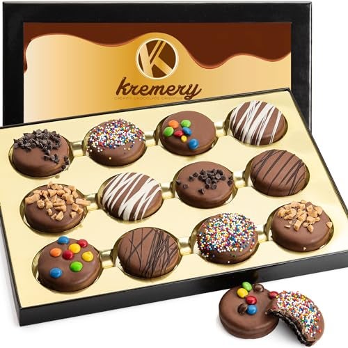 Nut Cravings KREMERY Creamy Chocolate Cravings - Thanksgiving Chocolate Covered Sandwich Cookies & Cream Gift Basket, in Sectional Gift Box (12 Cookies, Assorted Sweet Toppings) Holiday Christmas - Image 1