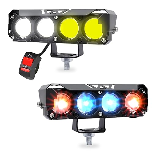 OBEROI'S TRADERS 1 YEAR WARRANTY Super Bright 4 LED Fog Light I 5 Mode Changing Light With Flashing & PCR Mode I High/Low Beam I Aluminium Body Universal Fit for Motercycle & Car (Pack of 2) - Image 1
