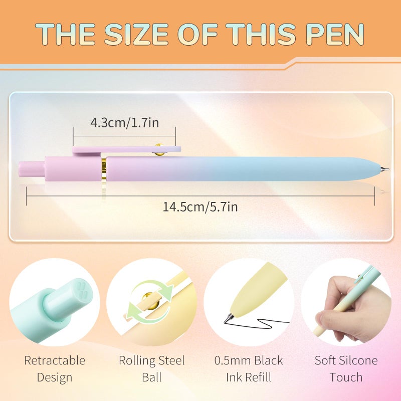 UIXJODO 6 Pcs Gel Pens 0.5mm Quick Dry Black Ink Pens Fine Point Smooth Writing Pens, Cute Office and School Supplies Gifts for Women Teacher Students (6 Pcs Ombre Gold) - Image 2