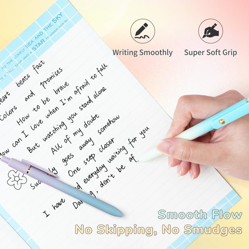 UIXJODO 6 Pcs Gel Pens 0.5mm Quick Dry Black Ink Pens Fine Point Smooth Writing Pens, Cute Office and School Supplies Gifts for Women Teacher Students (6 Pcs Ombre Gold) - Image 5