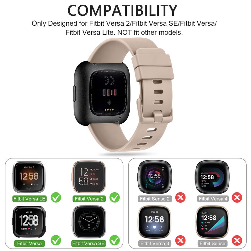 Mugust Sport Bands Compatible with Fitbit Versa 2 / Fitbit Versa/Versa Lite/Versa SE, Classic Soft Silicone Replacement Wristbands Straps for Fitbit Versa 2 Smart Watch Women Men (Small,Milk Tea) - Image 2