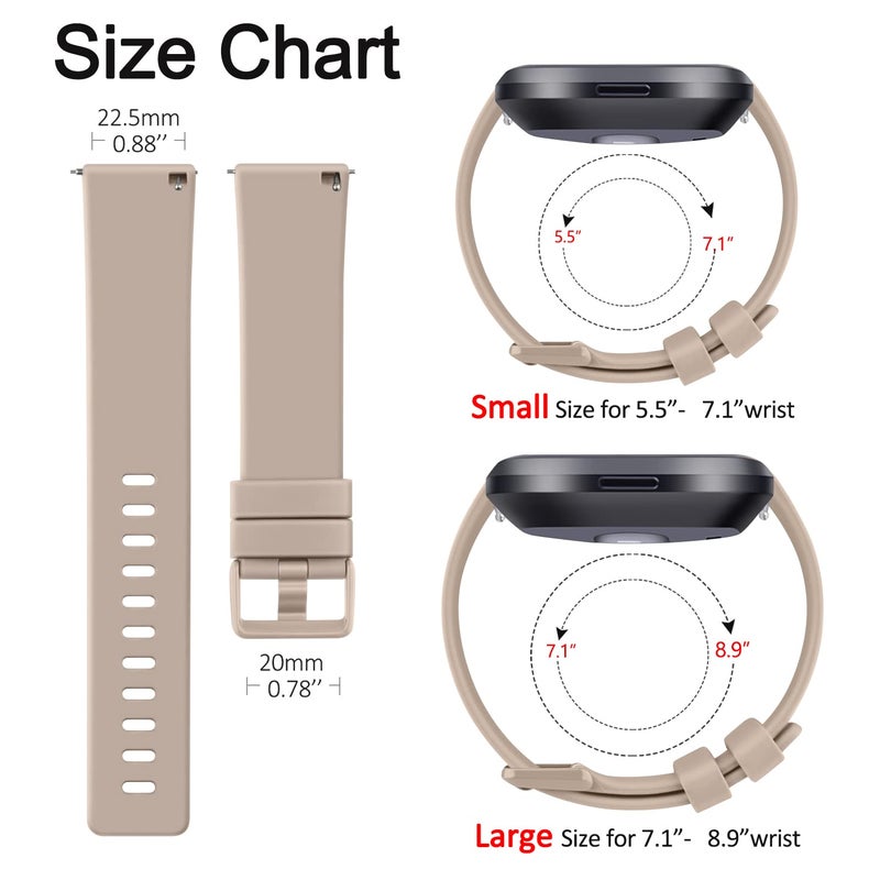 Mugust Sport Bands Compatible with Fitbit Versa 2 / Fitbit Versa/Versa Lite/Versa SE, Classic Soft Silicone Replacement Wristbands Straps for Fitbit Versa 2 Smart Watch Women Men (Small,Milk Tea) - Image 3