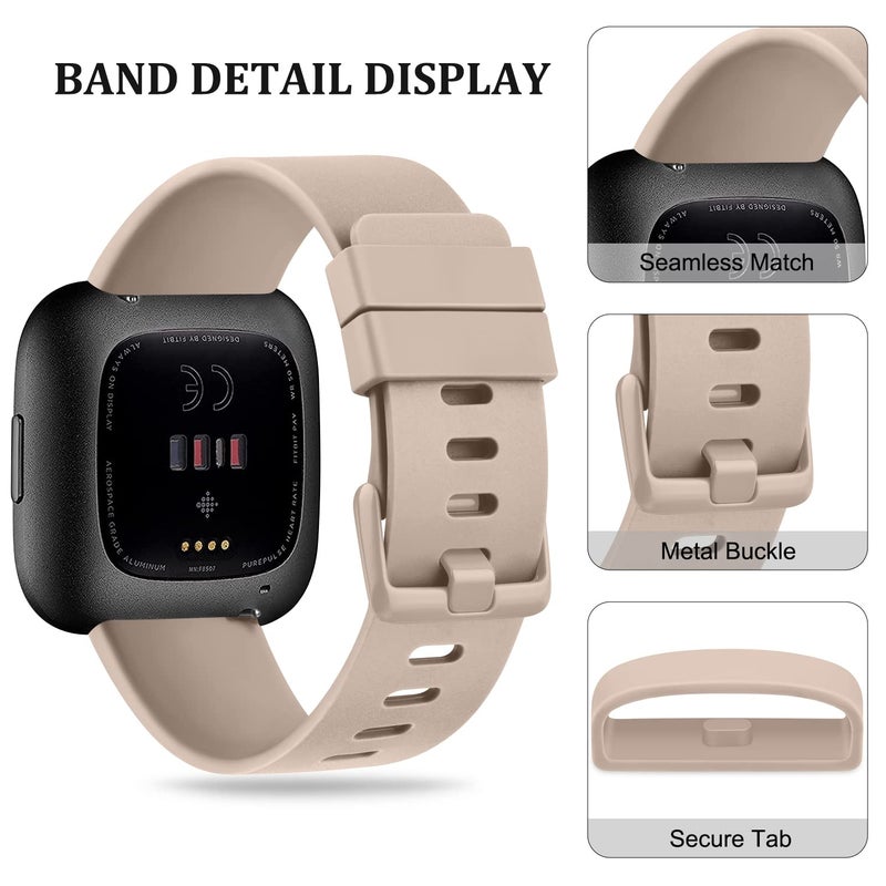Mugust Sport Bands Compatible with Fitbit Versa 2 / Fitbit Versa/Versa Lite/Versa SE, Classic Soft Silicone Replacement Wristbands Straps for Fitbit Versa 2 Smart Watch Women Men (Small,Milk Tea) - Image 4