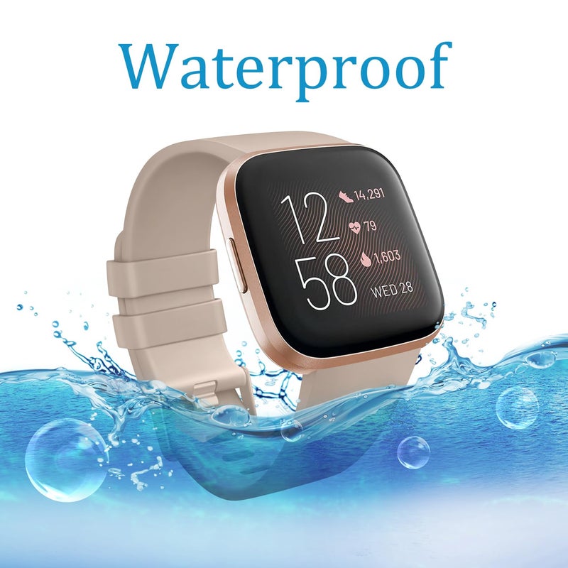 Mugust Sport Bands Compatible with Fitbit Versa 2 / Fitbit Versa/Versa Lite/Versa SE, Classic Soft Silicone Replacement Wristbands Straps for Fitbit Versa 2 Smart Watch Women Men (Small,Milk Tea) - Image 5