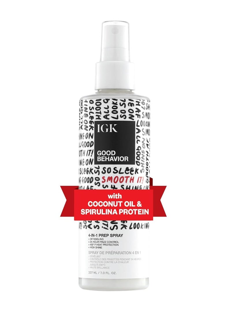 iGK IGK GOOD BEHAVIOR 4-in-1 Prep Spray | Leave In + Detangle + Heat Protectant | Vegan + Cruelty Free |  - Image 1