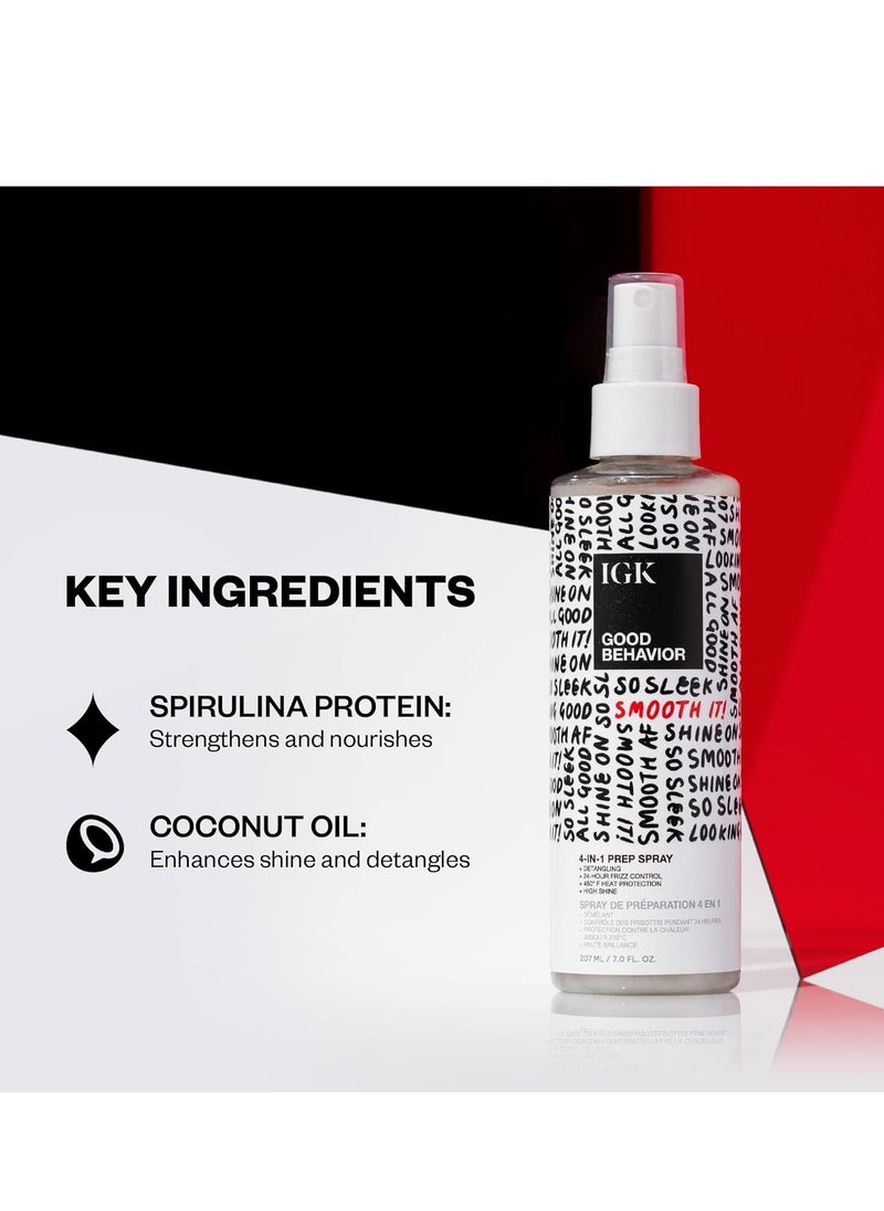 iGK IGK GOOD BEHAVIOR 4-in-1 Prep Spray | Leave In + Detangle + Heat Protectant | Vegan + Cruelty Free |  - Image 4