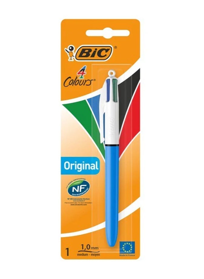 BIC 4 Multipule Color Original NF Retractable Ball Pens, Medium Point 1.0mm, 1 Count Pack, Retractable Ball Pen With Long Lasting Ink Ball Pen barrel color may vary - Image 1
