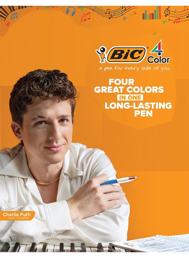 BIC 4 Multipule Color Original NF Retractable Ball Pens, Medium Point 1.0mm, 1 Count Pack, Retractable Ball Pen With Long Lasting Ink Ball Pen barrel color may vary - Image 2