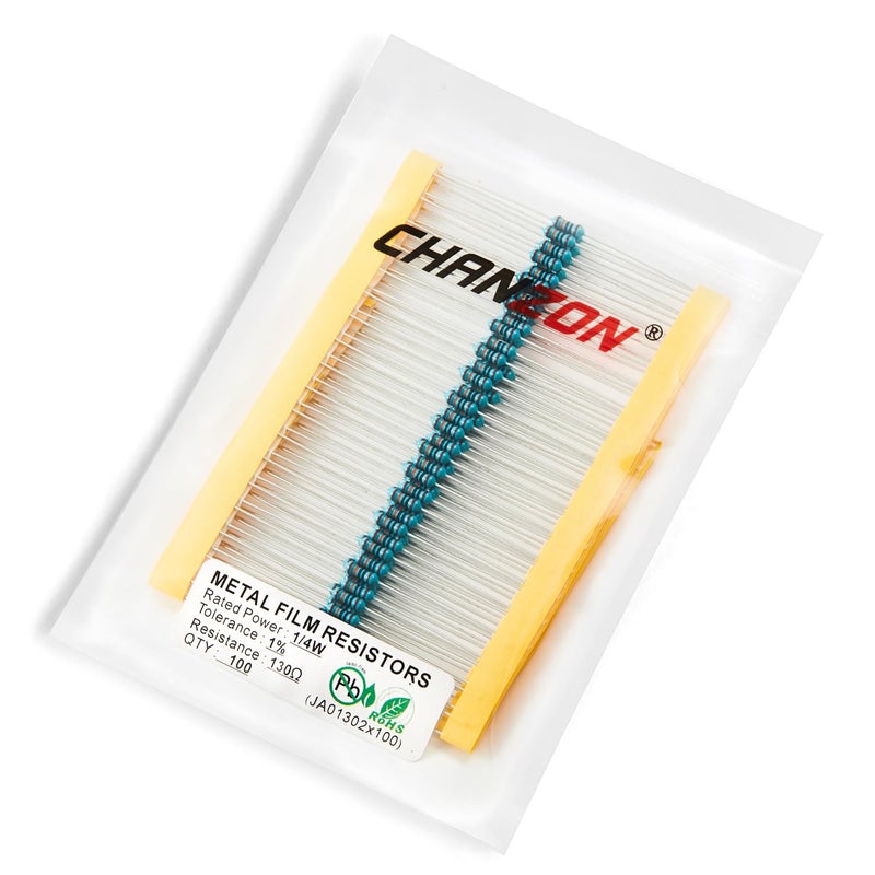 CHANZON 100pcs 1/2W (0.5W)130Ω ohm Metal Film Fixed Resistor 0.01 ±1% Tolerance 130 R MF Through Hole Resistors Current Limiting Rohs Certificated - Image 4