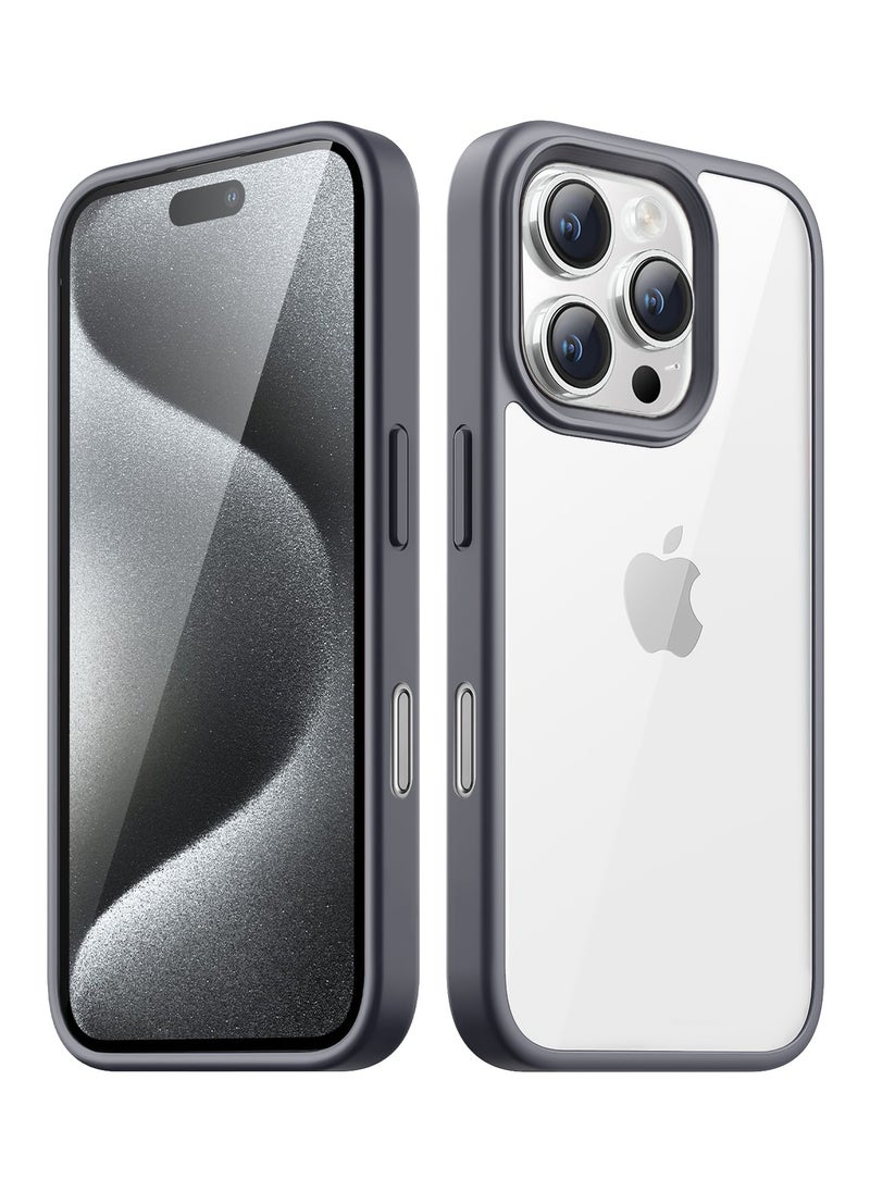 Generic - Case for iPhone 16 Pro Max 6.9-Inch, Shockproof Phone Bumper Cover, Solid Color Matte TPU Frame, Anti-Scratch Clear Back (Titanium Grey) - Image 1