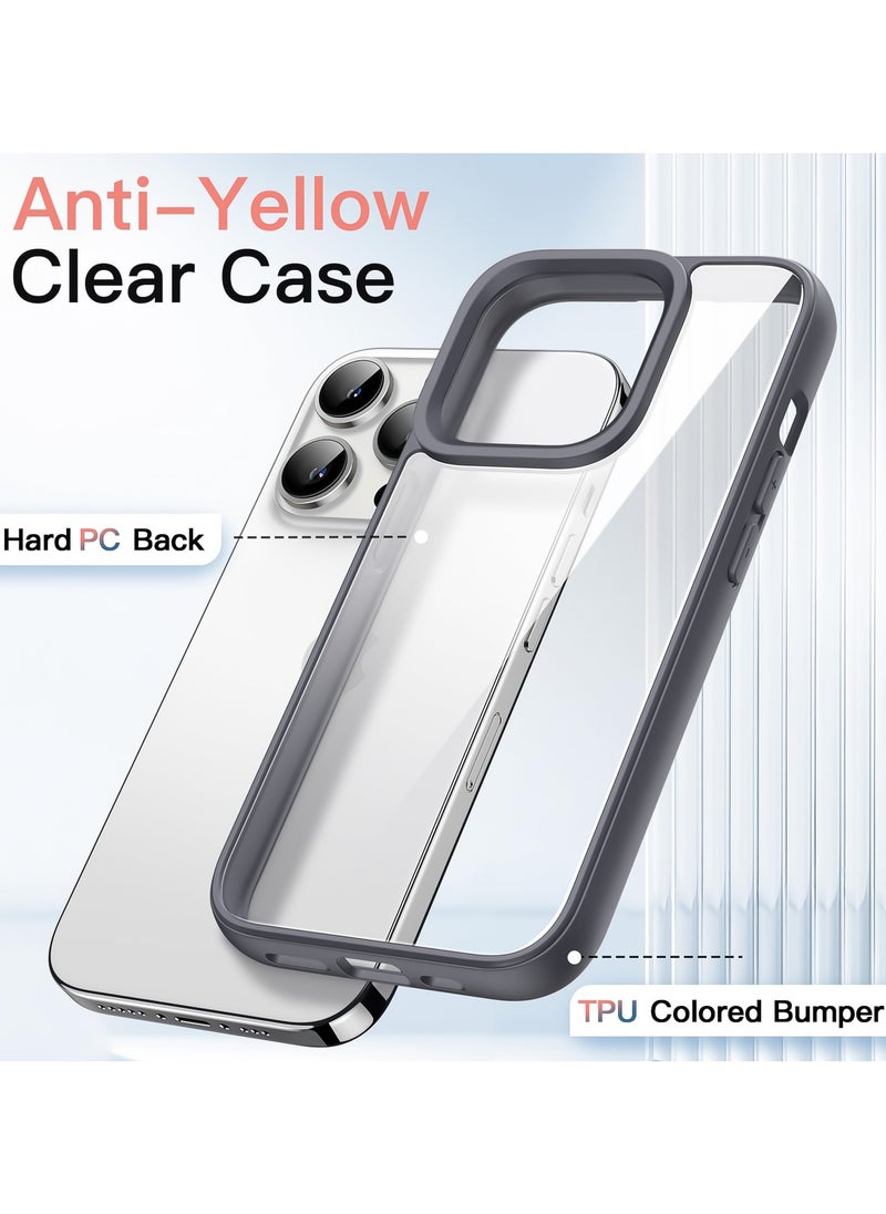 Generic - Case for iPhone 16 Pro Max 6.9-Inch, Shockproof Phone Bumper Cover, Solid Color Matte TPU Frame, Anti-Scratch Clear Back (Titanium Grey) - Image 1