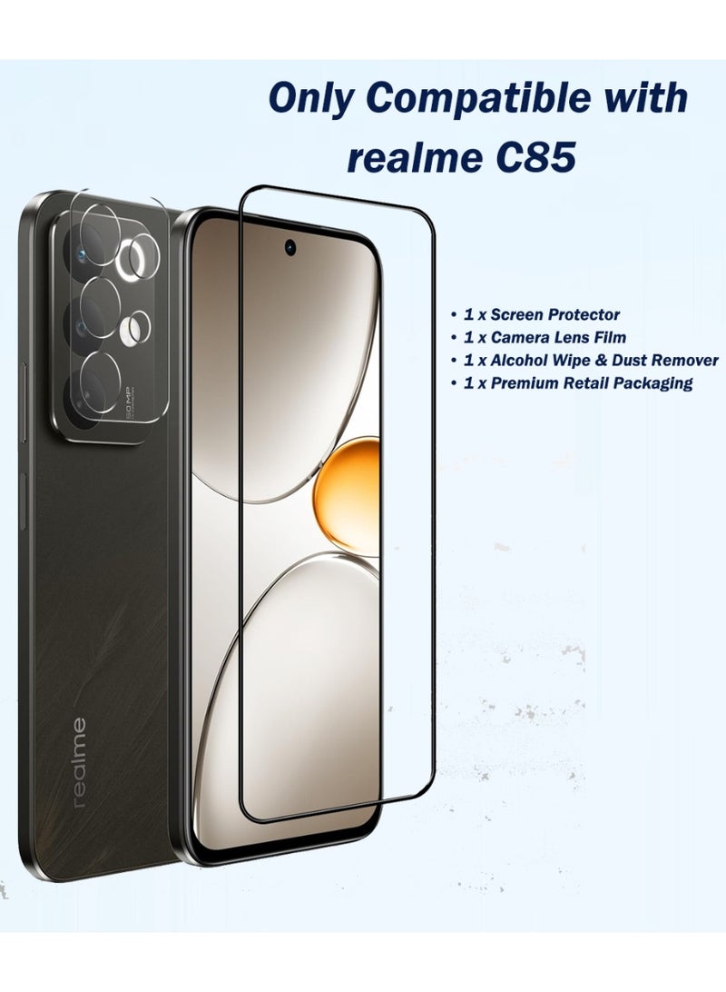 Yunpy [1+1 Packs] for realme C85 4G/5G Tempered Glass Screen Protector with Camera Lens Film, 9H Hardness HD Clear Anti-Scratch Anti-Fingerprint Bubble-Free Case Friendly Screen Protector - Image 3