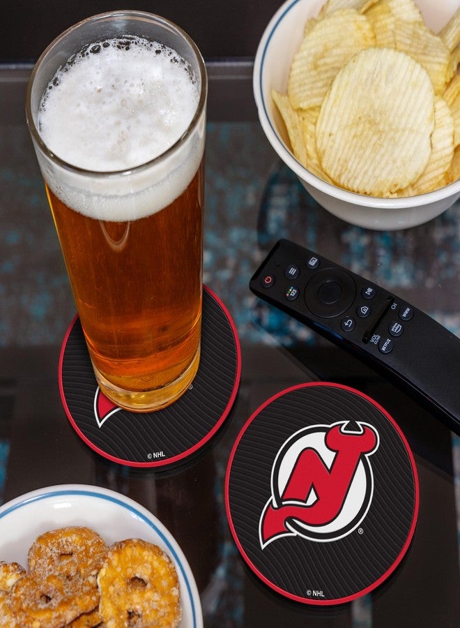 ريكو إندستريز مجموعة قواعد أكواب كلاسيكية قياسية من مادة PVC من إنتاج شركة Rico Industries NHL Hockey New Jersey Devils (عبوة من 4 قطع) - Image 2