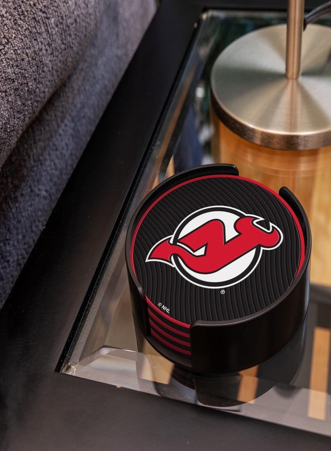 ريكو إندستريز مجموعة قواعد أكواب كلاسيكية قياسية من مادة PVC من إنتاج شركة Rico Industries NHL Hockey New Jersey Devils (عبوة من 4 قطع) - Image 4