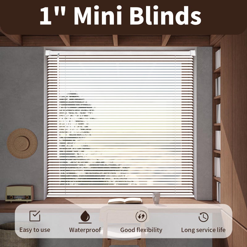 Taplzmg 1" Cordless Mini Blinds 21" W x 36" H, White Vinyl Blinds, Horizontal Light Filtering, Window Blinds for Indoor Windows, Office, Kitchen, Bathroom and Living Room. - Image 2