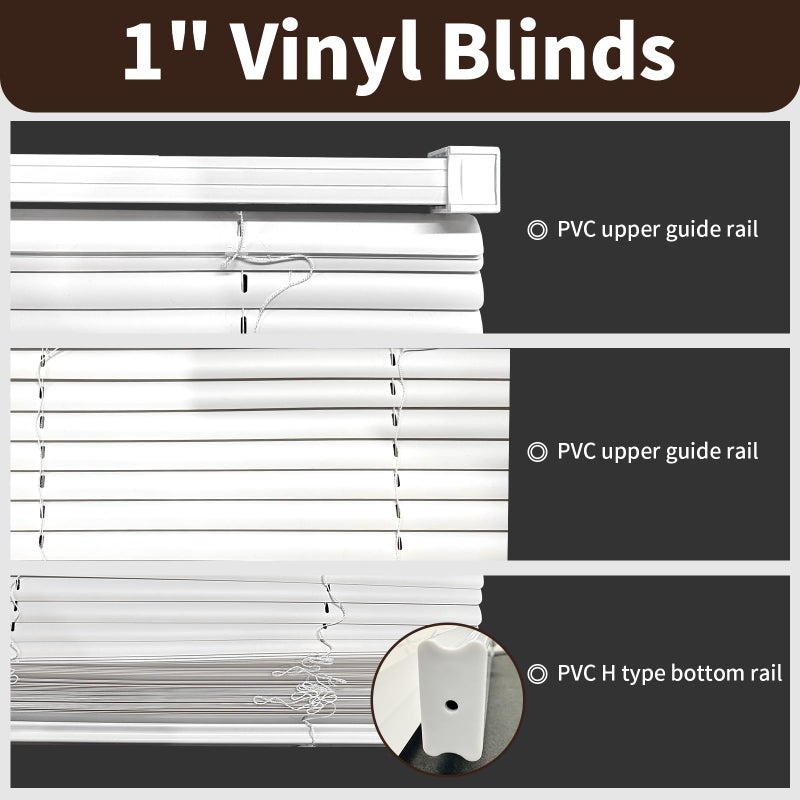 Taplzmg 1" Cordless Mini Blinds 21" W x 36" H, White Vinyl Blinds, Horizontal Light Filtering, Window Blinds for Indoor Windows, Office, Kitchen, Bathroom and Living Room. - Image 4