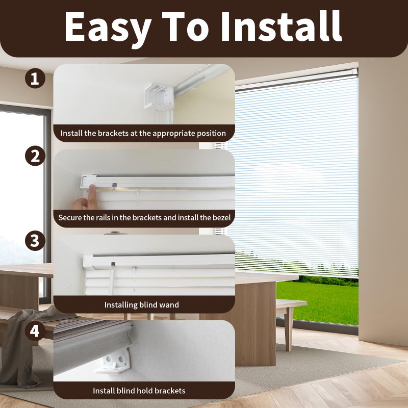 Taplzmg 1" Cordless Mini Blinds 21" W x 36" H, White Vinyl Blinds, Horizontal Light Filtering, Window Blinds for Indoor Windows, Office, Kitchen, Bathroom and Living Room. - Image 5