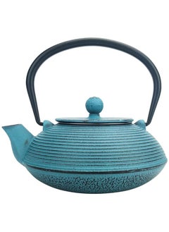 Tealand Durable Coated with Enamel Interior Cast Iron Tea Kettle With Lid And Loose Leaf Tea Infuser (Blue) 0.6 Liter  - Image 1