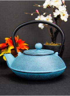 Tealand Durable Coated with Enamel Interior Cast Iron Tea Kettle With Lid And Loose Leaf Tea Infuser (Blue) 0.6 Liter  - Image 5