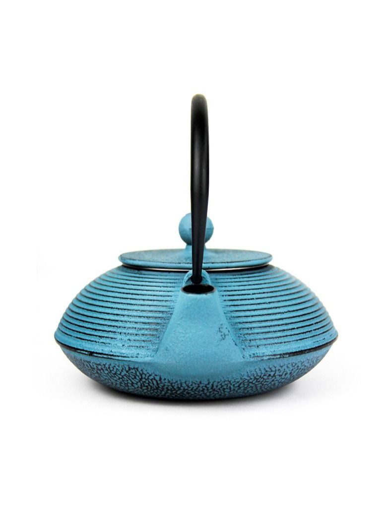 Tealand Durable Coated with Enamel Interior Cast Iron Tea Kettle With Lid And Loose Leaf Tea Infuser (Blue) 0.6 Liter  - Image 3