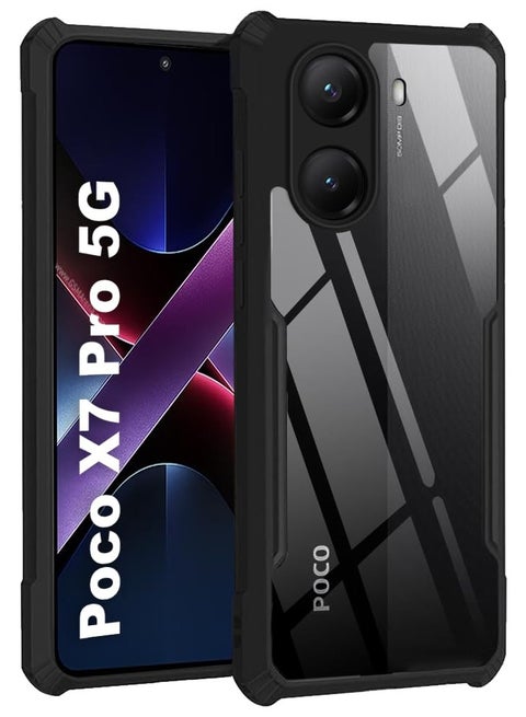 Case for Xiaomi POCO X7 Pro Clear Hard PC Back Cover Case with Shockproof Premium TPU Border 360 Degree Impact Resistant Camera lens Protection non-Yellowing Cover For POCO X7 Pro 5G
