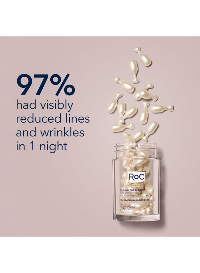 RoC كبسولات مصل الليل لتنعيم الخطوط الدقيقة بالريتينول كوريكشن، علاج يومي للعناية بالبشرة مضاد للشيخوخة، للخطوط الدقيقة، والبقع الداكنة، وندبات حب الشباب، 10 كبسولات - Image 2
