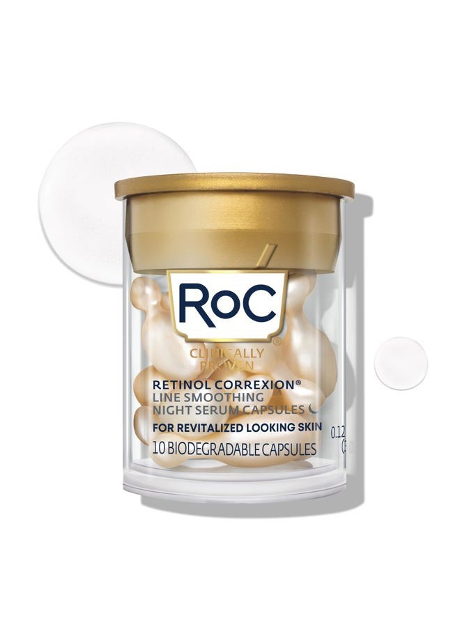 RoC كبسولات مصل الليل لتنعيم الخطوط الدقيقة بالريتينول كوريكشن، علاج يومي للعناية بالبشرة مضاد للشيخوخة، للخطوط الدقيقة، والبقع الداكنة، وندبات حب الشباب، 10 كبسولات - Image 1