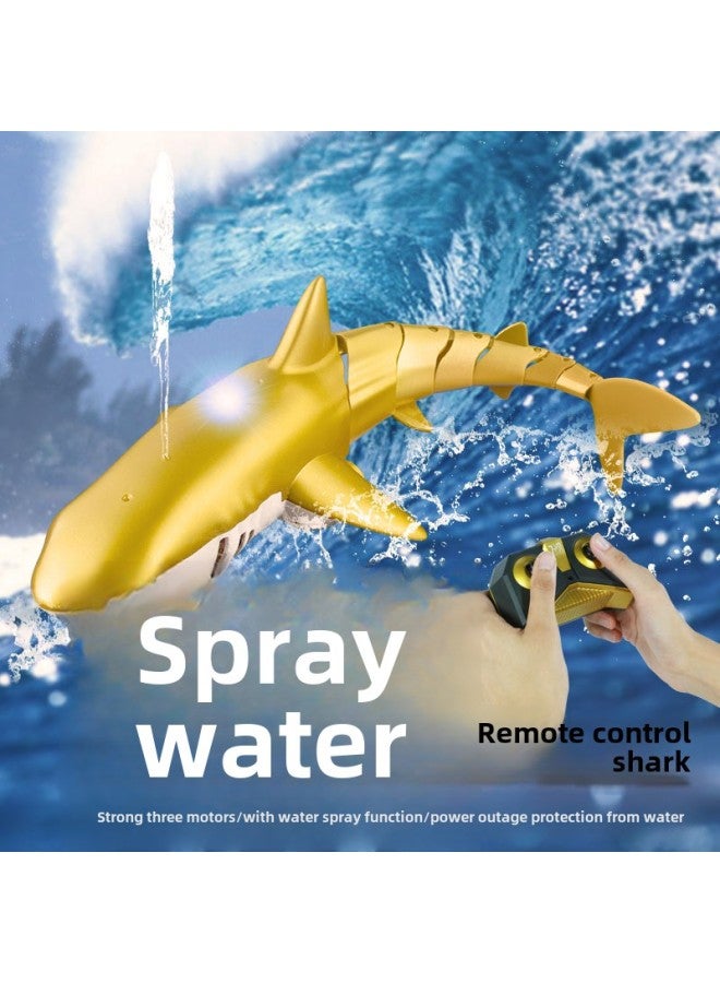 Electric Remote Control Shark Water Spray Light Whale Can Be Launched 24G Remote Control Boat Children's Toy Girl Bag Metal-Color:Simulated Blue Shark (upgraded Water Spray/light/extension)-Specification:Four-battery Configuration  - Image 2