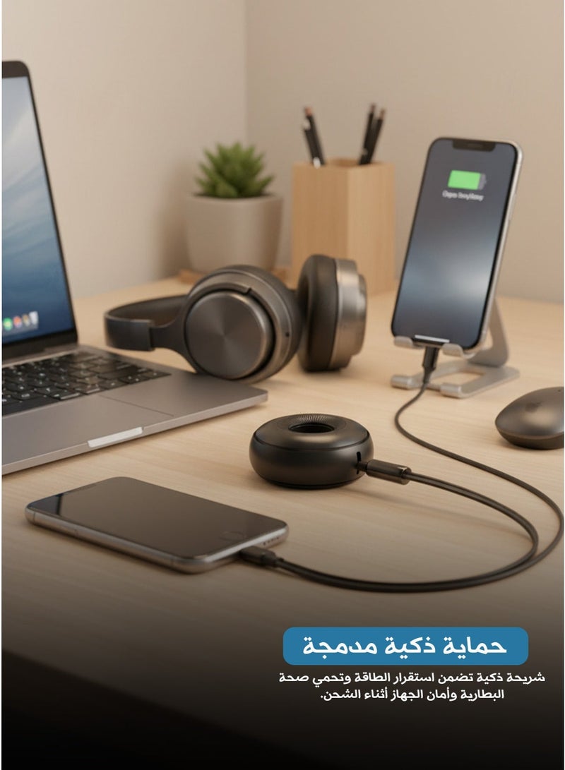 اي تي اي كابل بيانات قابل للسحب 3 في 1 فائق السرعة للشحن بقوة 66 وات - من USB إلى Micro، iPhone، Type-C (1.1 متر، أسود) - Image 3