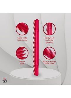 Allegro Combs 3-Row Detangling Comb, Wide Tooth Curl Defining Brush, Perfect for Women Curly Hair Stylists, Curl Defining Comb, Pink, Made In The USA, 1 Piece  - Image 4
