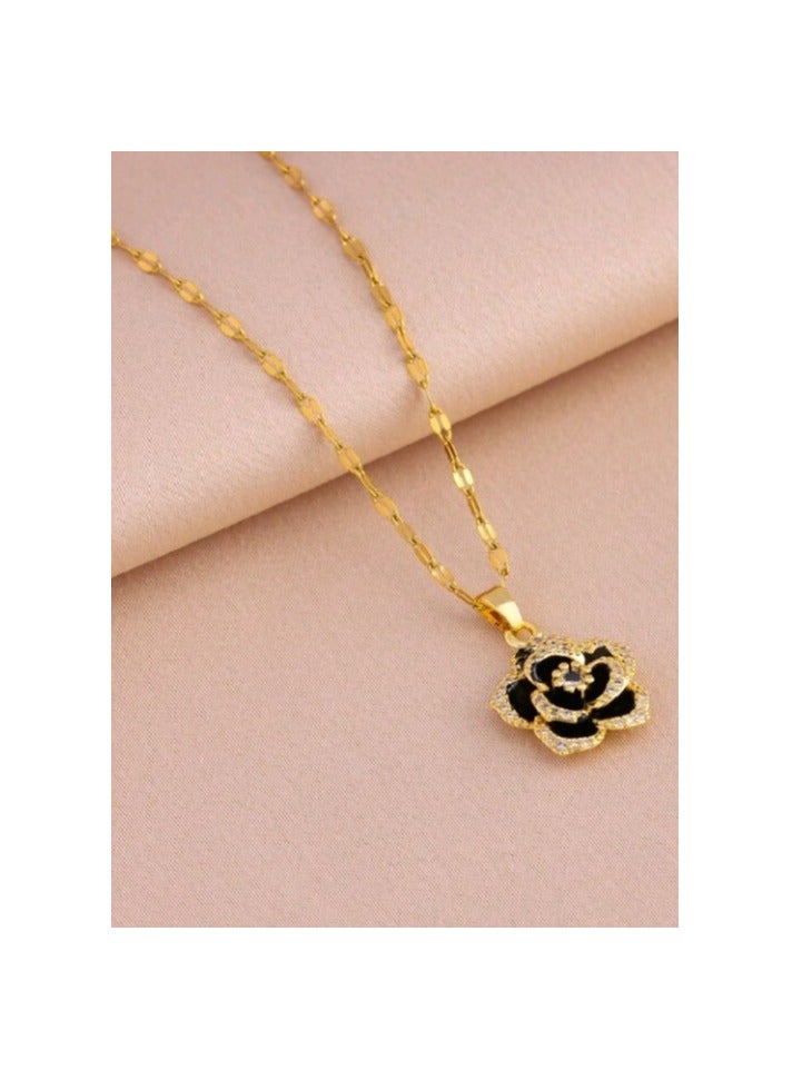 Attractives Trendy Stainless Steel Gold Plated Necklace & Earrings Jewellery Set For Women - Image 3