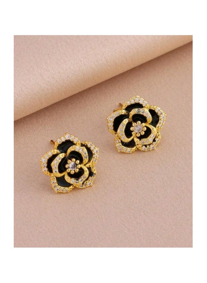 Attractives Trendy Stainless Steel Gold Plated Necklace & Earrings Jewellery Set For Women - Image 4