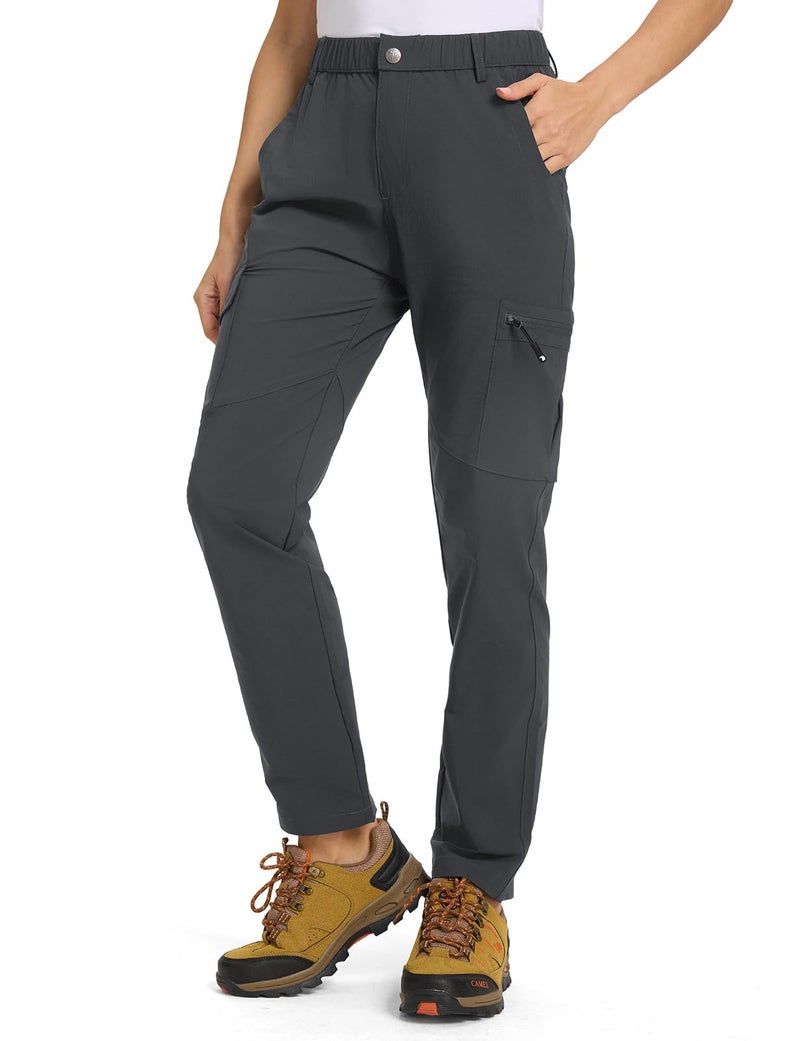 TBMPOY Womens Hiking Cargo Pants Lightweight Water Resistant Quick Dry Fishing Camping Travel Work Pant with 6 Pockets Dark Grey M - Image 2
