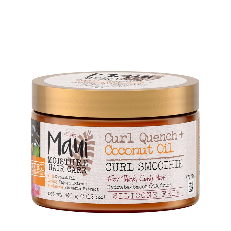 ماوي مويستشر Maui Moisture Curl Quench + Coconut Oil Hydrating Curl Smoothie - 12 أونصة ، كريم تصفيف الشعر الخالي من السيليكون لتجعيد الشعر الضيق والتواء - Image 2