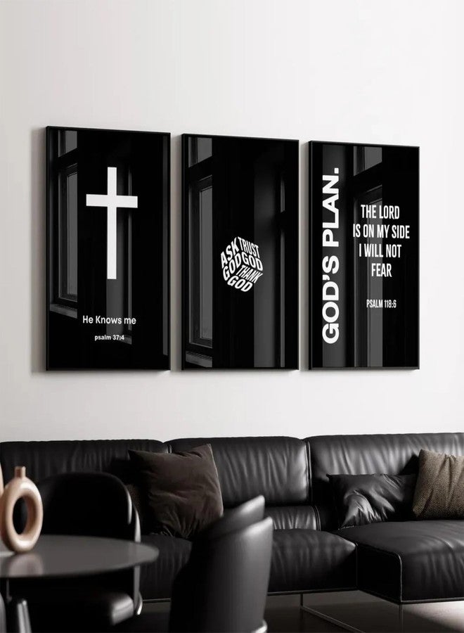 Pennclys Christian Jesus Wall Art Black White God Canvas Wall Decor Religious Bible Verse Poster Modern Christian Cross Painting Artwork Christ Scripture Prints Picture for Bedroom 12x16 Inch Unframed Set of 3 - Image 3
