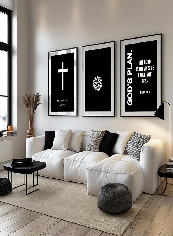 Pennclys Christian Jesus Wall Art Black White God Canvas Wall Decor Religious Bible Verse Poster Modern Christian Cross Painting Artwork Christ Scripture Prints Picture for Bedroom 12x16 Inch Unframed Set of 3 - Image 5