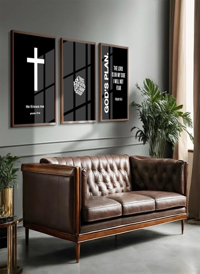 Pennclys Christian Jesus Wall Art Black White God Canvas Wall Decor Religious Bible Verse Poster Modern Christian Cross Painting Artwork Christ Scripture Prints Picture for Bedroom 12x16 Inch Unframed Set of 3 - Image 4