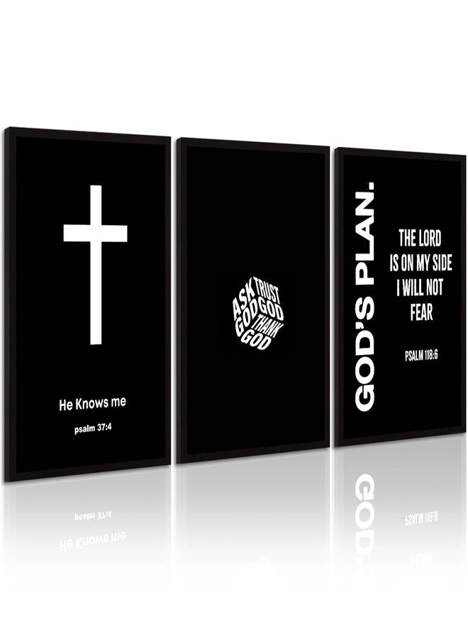 Pennclys Christian Jesus Wall Art Black White God Canvas Wall Decor Religious Bible Verse Poster Modern Christian Cross Painting Artwork Christ Scripture Prints Picture for Bedroom 12x16 Inch Unframed Set of 3 - Image 1