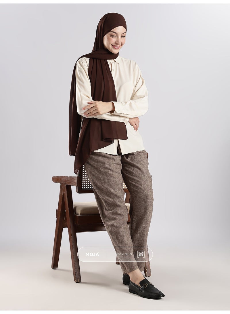 Moja Premium Georgette Hijab - Coffee Brown - Image 4